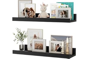 ‎FEIHORRM Feihorrm Wandregal, 2er Set, 40cm Schweberegal aus MDF Holz, Wandboard für Bilderrahmen und Dekorationen, Industriedesign, Geeignet für Arbeitszimmer, Schlafzimmer und Küche (Schwarz, 40 cm)