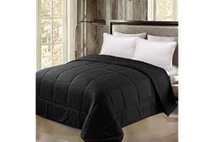 Exclusivo Mezcla Piumino letto singolo, Piumino trapuntato soffice e traspirante, adatto a tutte le stagioni, 135x200 CM Nero