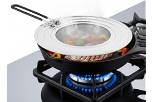 Chovbe Splatter Screen for Frying Pan 30CM/11.8 Inch - Stainless Steel Splatter Guard with Foldable Silicone Handle, Universal Fit 7.8-11.8 Inch Pans