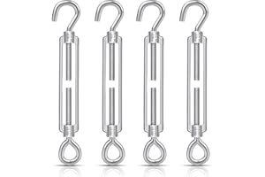 RAROUYI 4 Piezas Tensor De Gancho y Ojo M6 Para Cables, Tensor De Acero Inoxidable Resistente, Tensor De Cable, Tensor De Cable, Tensor De Alambre Para Luces De Cadena De Bricolaje, Imágenes Colgantes