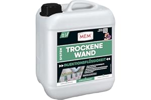 MEM System Trockene Wand Injektionsflüssigkeit, Dauerhafte Horizontalsperre für alle Mauerwerke, Innen und außen anwendbar, Porenverengend und wasserabweisend, 10 l Behälter