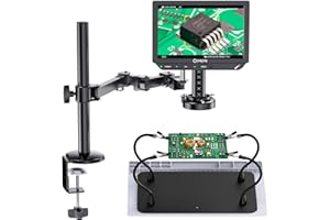 Opqpq 4K Auto-Focus Digital Microscope, 10" HDMI Soldering Microscope with Helping Hands Station & Flexible Arm for Electronics Repair, ODM802 Flex Coin Magnifier with Ring Light, USB Magnifying Glass