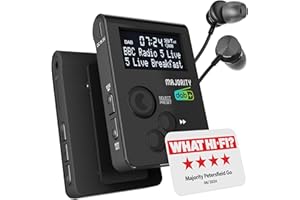 Pocket Portable DAB Radio | Personal FM Radio with Sports Clip and Lockable Buttons | Rechargeable 12 Hour Battery & Internal Aerial | USB Charging & Earphones Included | MAJORITY Petersfield Go