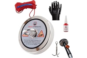 Brute Strength - Juego de pesca imán - 700KG - 136mm - Incluye 20m de cuerda - Guantes - Anzuelo - imanes neodimio - imanes potentes - imanes grandes