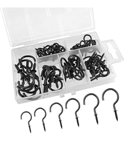 150 Ganci A Vite Acciaio Inox 20mm - Nero, Per Legno, Soffitti, Decorazioni