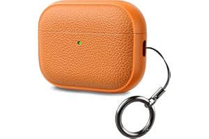 ACRONIX Cover per AirPods Pro 3 (2025) –Cover in TPU Effetto Pelle, Resistente a Graffi e Polvere, LED visibile, Protezione Antiurto, Arancione