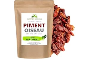 P&E Piment Oiseau Entier Pili Pili d’Afrique Bird's eye 100% Naturel100g - Sachet fraicheur kraft refermable