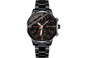 Retoo Montre Homme, Montre Analogiques, Diamètre du Boîtier 40 mm, Acier Inoxydable, Mécanisme À Quartz, Classique Entreprise Homme, Noir - Marron Doré, pour Les Restaurants, Les Bureaux, Les Églises