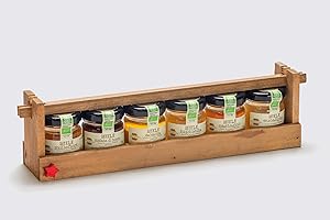 Miele Biologico Italiano non Pastorizzato Confezione Regalo di Legno con Sei Mignon | Apicoltura Colle Salera (Acacia-Millefiori-Castagno-Eucalipto-Agrumi-Melata)