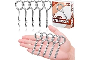FFWHKON 10 Pcs Eye Hooks Screw, 2.5 Inches Stainless Steel Heavy Duty Eye Bolts Screw in, Rust and Corrosion Resistant, Safe for Indoor and Outdoor Use, 200 Lbs Capacity
