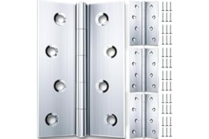 4 Stück Scharniere Klappbar 100 × 75mm, HOLMOL Scharniere Edelstahl Aussen, Faltbar Silber Edelstahl Scharnier mit 32 Stück Schrauben, Türscharnier für Holztüren, Fenster