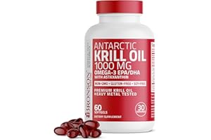 Bronson Antarctic Krill Oil 1000 mg with Astaxanthin, 60 Softgels (30 Servings)