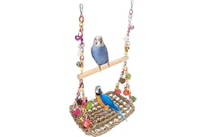 KFDDRN Wellensittich Spielzeug, Papagei Spielzeug, Wellensittich Schaukel Vogelkäfig Zubehör Vogelspielzeug Naturholz Hängematte Für Nymphensittiche, Finken, Kleine Sittiche Und Aras