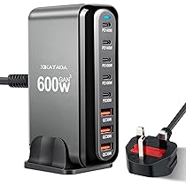 Chargeur USB C GaN 268W – 8 Ports, Voyageur, Rapide, Noir, NEUF