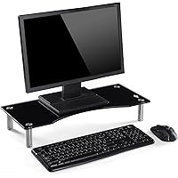 Ttap Monitorständer aus Glas, höhenverstellbar, 56 x 24 x 9 cm, Schwarz