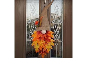 KASHYKE Wieniec na drzwi, jesienny wianek do użytku na zewnątrz, dekoracja z rattanem, dynią, liściem klonu i jagodami