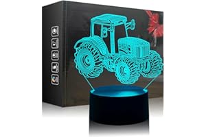 Sumokaii Tractor 3D Illusion Lamp, 3D Night Light, Tractor LED Night Light, 7 Colors Touch Control USB Powered Magical 3D Visual Lamp for Home Decoration