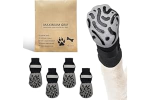 ARWIG 4 Calzini Cane | Calzini Cane Che Smettono di Leccarsi Le Zampe | Regolabili Calzini Antiscivolo Cane | Calzini Antiscivolo per Cani per Cani Anziani su Pavimenti in Legno per Interni (Nero, XS)