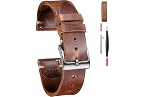 HEMSUT H Horween Bracelet de montre en cuir pour homme à libération rapide 18 mm,19mm, 20 mm, 21 mm, 22mm