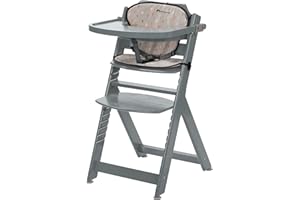 BEBE CONFORT Bebeconfort Timba + Sitzkissen, Kinderhochstuhl Mitwachsend, 6 Monate - 10 Jahre, bis 30 kg, Hochstuhl Baby, Abnehmbares Tablett, Verstellbarer Sitz/Fußstütze, für Timba Baby, Warm Gray