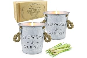 MUOIVG 2 Pièces Bougie Citronnelle Extérieur & Intérieur ,Bougies Parfumées,100% Cire de Soja Naturel Bougies pour Jardin,Terrasse,Pique-Nique,Piscine,Camping,Réunions de Famille 13.5 OZ/50 heures * 2