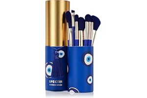 Spectrum 10 Piece Evil Eye Makeup Brush Set | Professional Brushes for Foundation, Cheeks, Concealer, Powder, Eyes, Lips & Brows | Vegan & Cruelty-Free