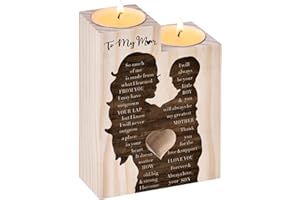 CAREIGN Gifts for Mum from Son,Wood Candlestick Candle,Birthday Gifts for Stepmum Grandma,Presents for Mum on Christmas Anniversary