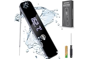 Thermometre Cuisine,[1s Lectures+Affichage Mumérique] Homtronics Thermomètre Cuisine Sonde Rechargeable,Thermometre de Cuisson Viande Rétroéclairage LCD pour Cuisson, Viande, BBQ, Steak, Huile, Lait