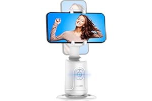 SELFIESHOW Soporte de Seguimiento Facial, 360 ° ​Seguimiento Automático, Soporte para Palo de Selfie, No se Requiere App, Soporte para Teléfono para Tiktok, Facebook Live, videollamadas faciales(Blanco)