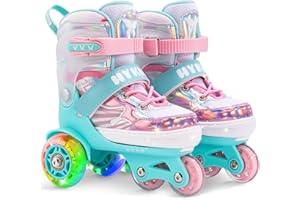 LOCAVUN Roller Enfant Fille Patins à roulettes pour Enfants, Patins à roulettes réglables pour Enfants 3 à 9 Ans, Roller Enfant Fille lumières Amusantes pour Enfants pour débutants