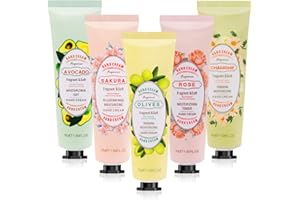 HORUILI Set de Cremas de Manos, Mini Crema de Manos, Juego de Crema de Manos de 5 Piezas, Fragancia de Extracto de Plantas Naturales, Nutritiva e Hidratante, Crema de Manos para Pieles ásperas y Agrietadas