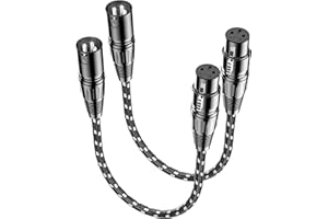 VANDESAIL XLR Cables 0.3m / 1ft 2 Pack, Nylon Braided XLR Microphone Cable Male to Female, Oxygen-Free Copper (OFC),Balanced 3-Pin, Short Audio Mic Lead for Studio, Speaker, Recording,Mixer, PA