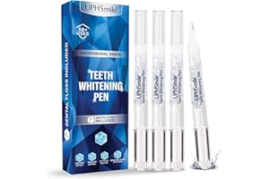 UPHSmile Teeth Whitening Pen (4 Pens) - 50+ Uses, Non-Sensitive - Removes Years of Stains - Safe for Enamel – 100% Natural Formula, Dentist Formulated, Travel-Friendly + Tooth Floss Included