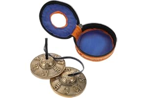 Toyvian 1 Set Touch The Bell Meditation Chime Hand Bell Sound Bath Instruments Cymbals Chimes Kids Instruments Tingsha Cymbals Red Crystal Car Decor Hand Small Copper Storage Box