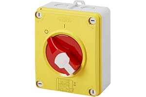 Gewiss INTERRUPTEUR SECTIONNEUR - HP - URGENCE - en BOÎTIER ISOLANT - 32A 2P - POIGNÉ ROUGE CADENASSABLE - IP66/67/69