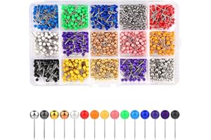 APKOL 900 Piezas Chinchetas de Mapa Colorido, Chinchetas de Plástico, Chinchetas de Mapa Cabeza Redonda,Chinchetas para Corcho,Adecuado para Mapas del Mundo,Tableros De Corcho