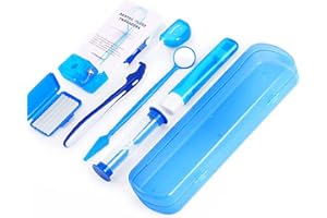 ZKSMNB Orthodontic Care Kit, Braces Kit, Portable Orthodontic Cleaning Kit, V-Brush Oral Mirror Interdental Brush Dental Floss Dental Wax Oral Care Travel 8-Piece Set (Blue)