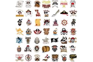 YIYAO Lot d'autocollants, autocollant en vinyle 54 pcs non répétitif étanche Pirate Graffiti autocollant pour voiture moto vélo skateboard bagages ordinateur portable