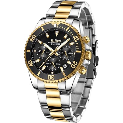 OLEVS Orologio da Uomo Diamond Business Dress Analogico al Quarzo in Acciaio Inossidabile, Impermeabile Luminoso con Data, Due Tonalità Lusso Casual, Blu