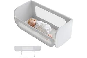 ‎BABYALLY Rausfallschutz Bett Reise 185cm, 2-IN-1 Funktion als Baby Beistellbett und Bettgitter Baby, Rausfallschutz Bett Klappbar, Tragbar Bett Schutzgitter für Kinder, Kinderbettschutzgitter für Reisen- Grau
