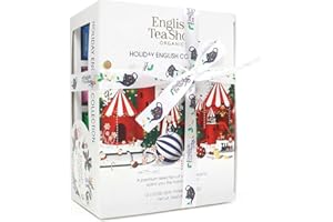‎ENGLISH TEA SHOP ETS Tee Geschenk mit Schleife "Holiday Collection" weiß | 12 BIO-Wintertees | 4 verschiedene Sorten | Pyramidenbeutel | Umweltfreundliches Geschenk zu Weihnachten