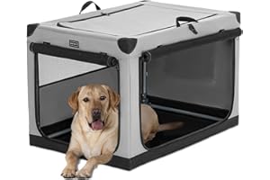 Petsfit Hundebox faltbar, Hundebox für zuhause Verstellbarer Stoffbezug mit Spiraleisenrohr, Hundetransportbox Auto Stoff für große mittlere kleine Hunde,Leicht zu Verstauen