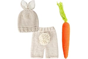 RUSPELA Baby Fotografie Outfits Mädchen Junge Stricken Kleidung Neugeborenes Fotografie Requisiten Set weiche Wolle Stricken geeignet für Fotostudio Geburtstag täglich