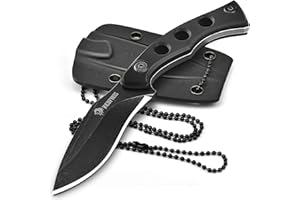 NedFoss SQUIRREL - Cuchillo de supervivencia para exteriores (fijo, incluye funda Kydex y collar de bolas)