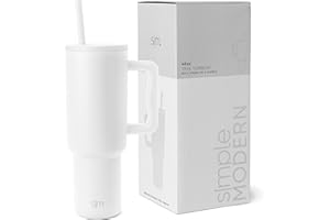 Simple Modern Gobelet Thermique avec Poignée et Paille | Bouteille d'Eau Isolée en Acier Inoxydable | Vaso de viaje para café helado | Trek Collection | 1180ml | Winter White