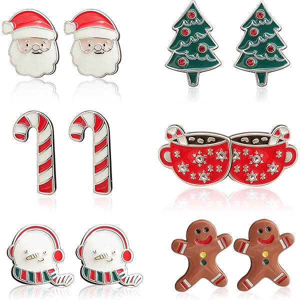Laimons Mädchen-Ohrstecker „Nikolaus“ – Sterling Silber 925, Rot-weiß Emailliert (10 Mm)