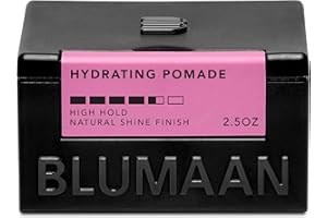 BLUMAAN Hydrating Pomade - Low Shine, High Hold | All Hair Types | Water Based | Easy To Wash - Ideal for Quiffs, Pompadours, Ducktails & Slick Back Looks - 2.5 oz