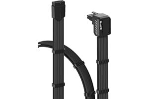 ‎EZDIY-FAB EZDIY-FAB Shield 90 Grad 12V-2x6 GPU Kabelverlängerung,PCIe 5.1 12+4 Pin GPU Winkel Adapter,12VHPWR PSU Kabelverlängerung für RTX4070Ti Super,4080 Super,4090 mit Kämmen-Standard Typ-Schwarz