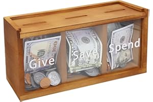 Mczcent Spend Save Give Piggy Bank for Kids, Money Coin Savings Piggy Bank Jar Box for Kids Child Safe Money Saver, Teach Children About Giving & Saving Money Piggy Box for Childrens Boys Girls