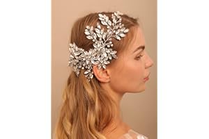 BERYUAN Rhinestone Crystal Flower Bridal Hair Comb Bridal Headpieces for Wedding Bridal Headpiece Wedding Headpiece for Bride for Women Girls Silver